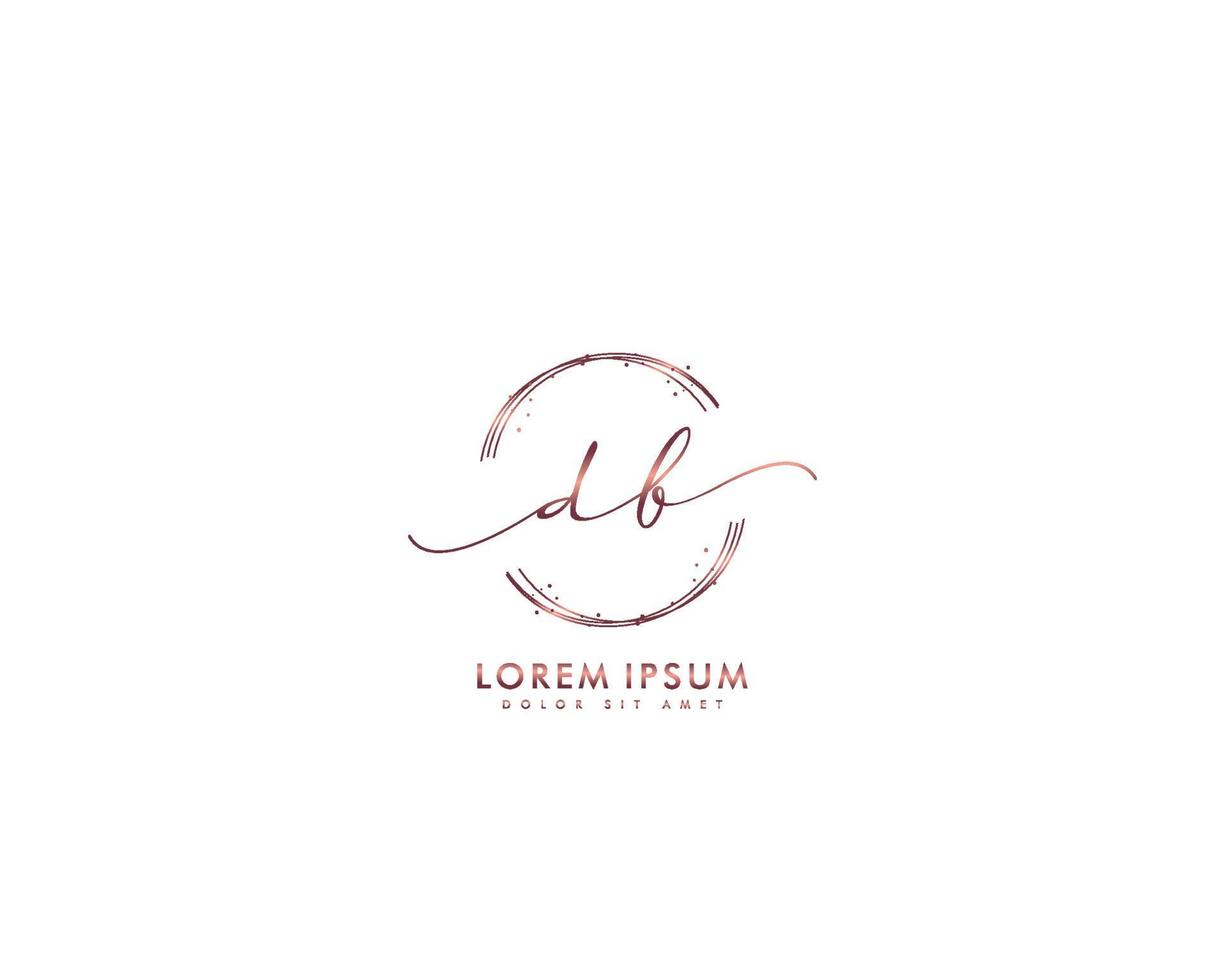 inicial db logotipo feminino monograma de beleza e design de logotipo elegante, logotipo de caligrafia da assinatura inicial, casamento, moda, floral e botânico com modelo criativo vetor