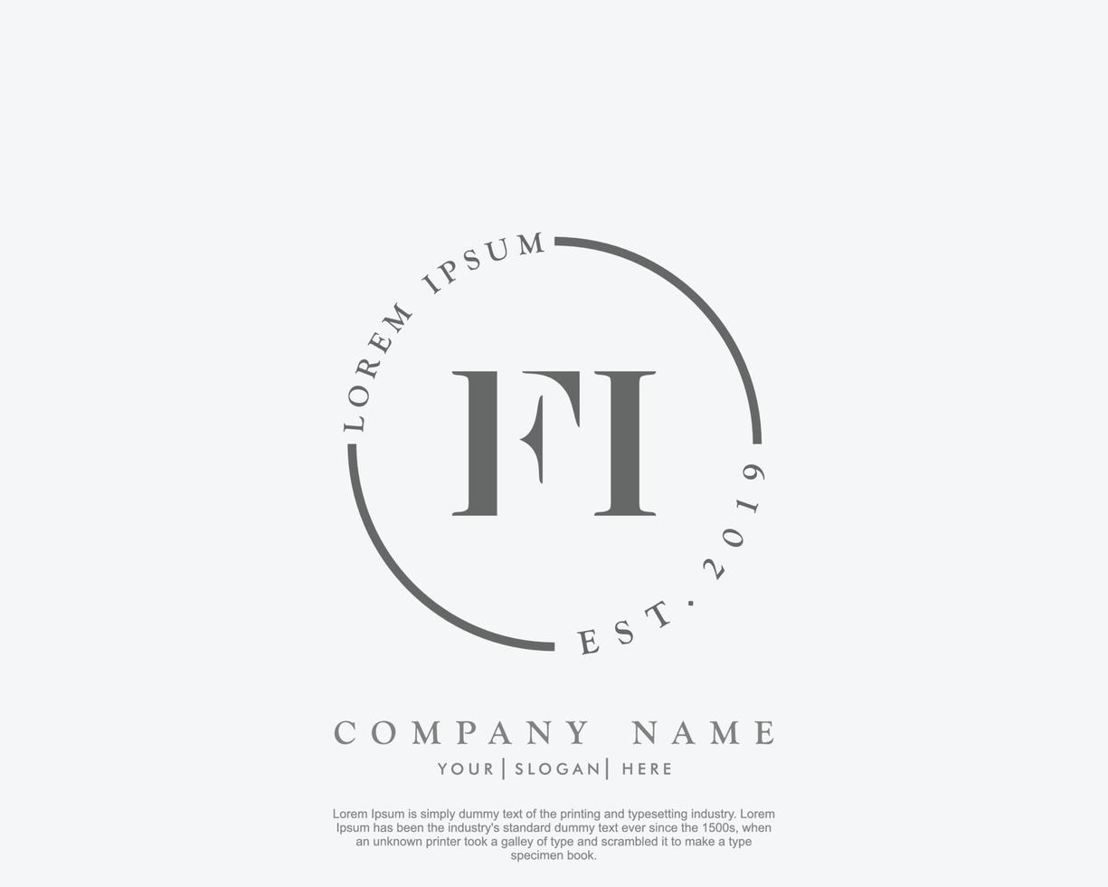 monograma de beleza de logotipo feminino fi inicial e design de logotipo elegante, logotipo de caligrafia de assinatura inicial, casamento, moda, floral e botânico com modelo criativo vetor