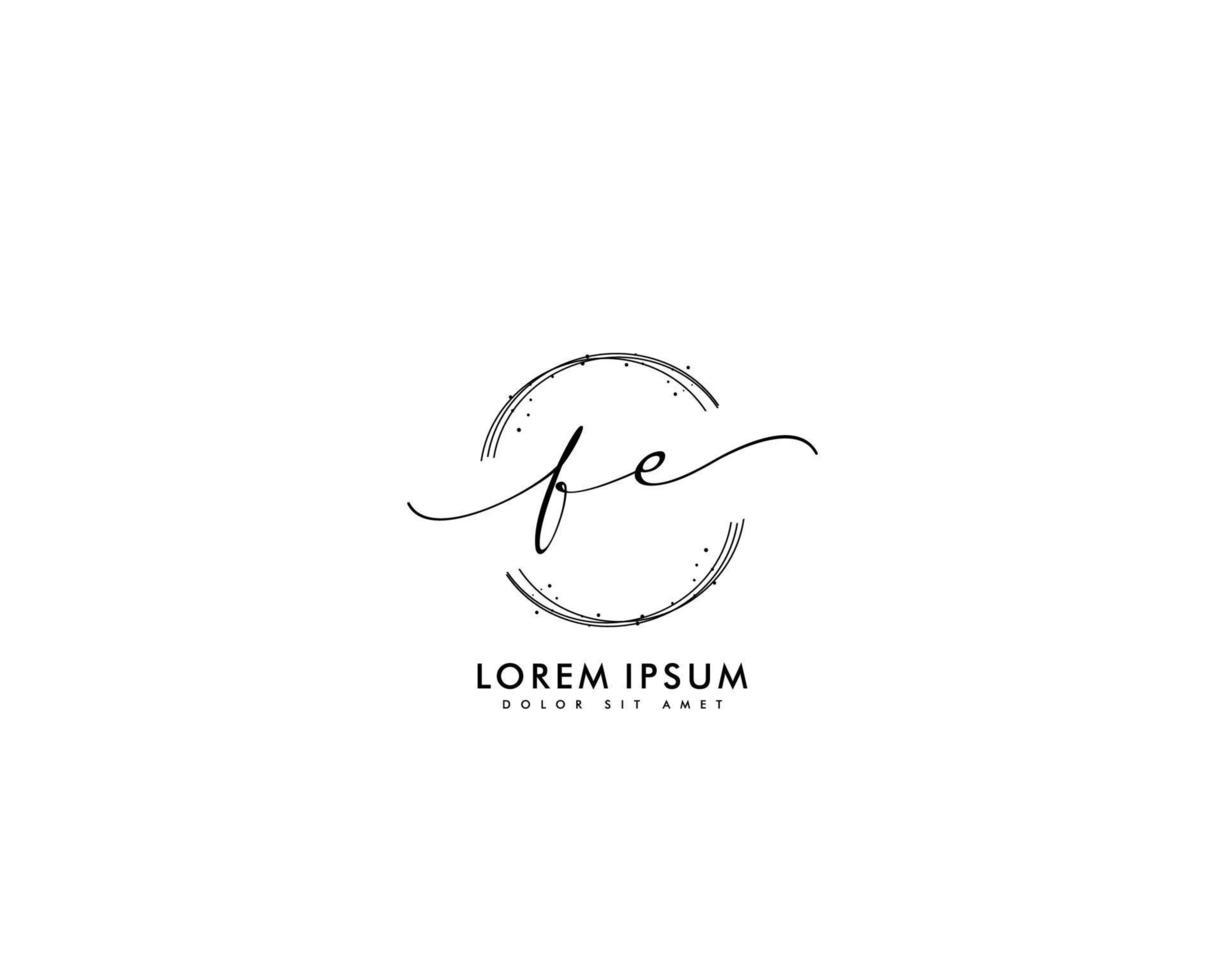 logotipo feminino inicial fe monograma de beleza e design de logotipo elegante, logotipo manuscrito da assinatura inicial, casamento, moda, floral e botânico com modelo criativo vetor