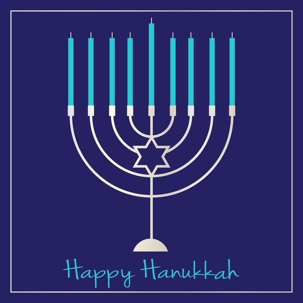 gráfico de menorá de hanukkah prateado em azul vetor