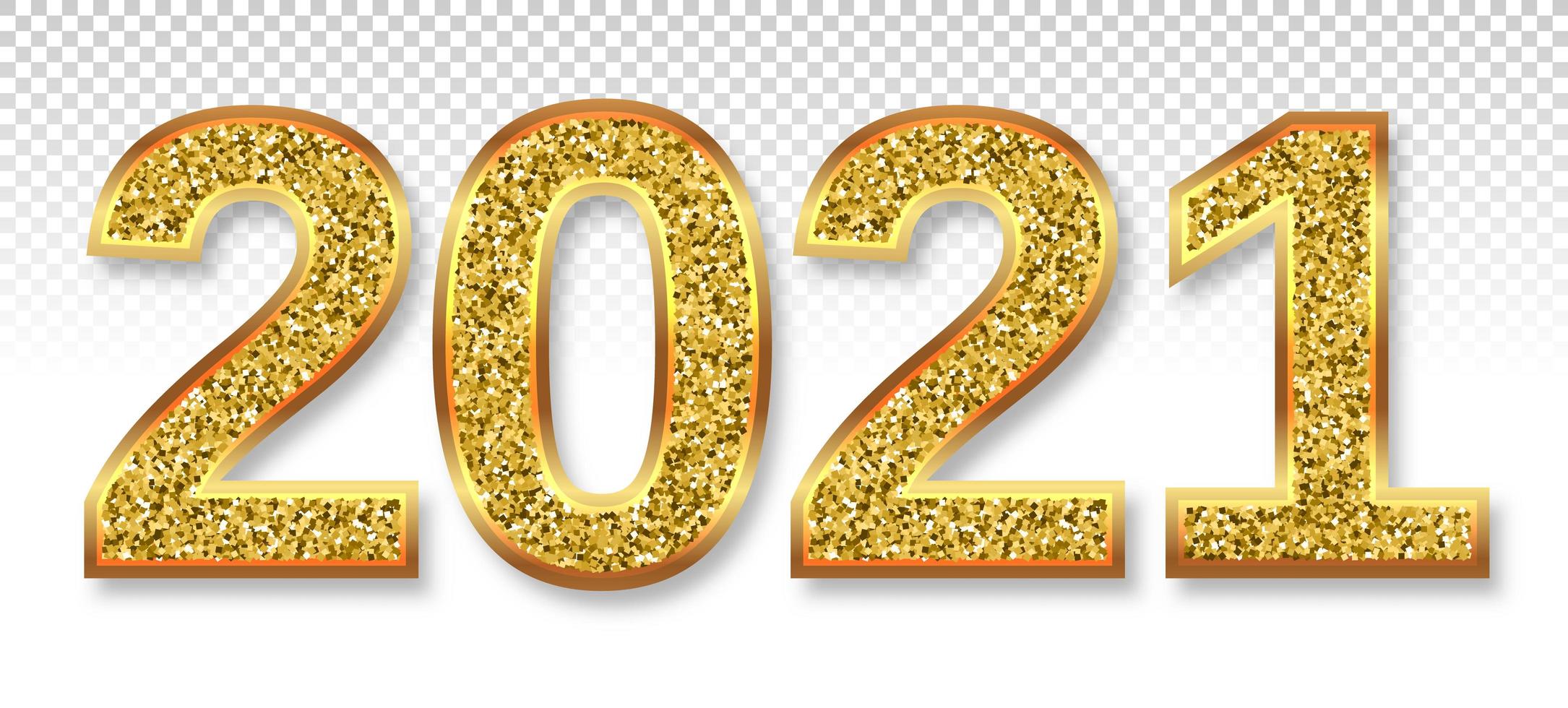 Texto com glitter dourado 2021 vetor