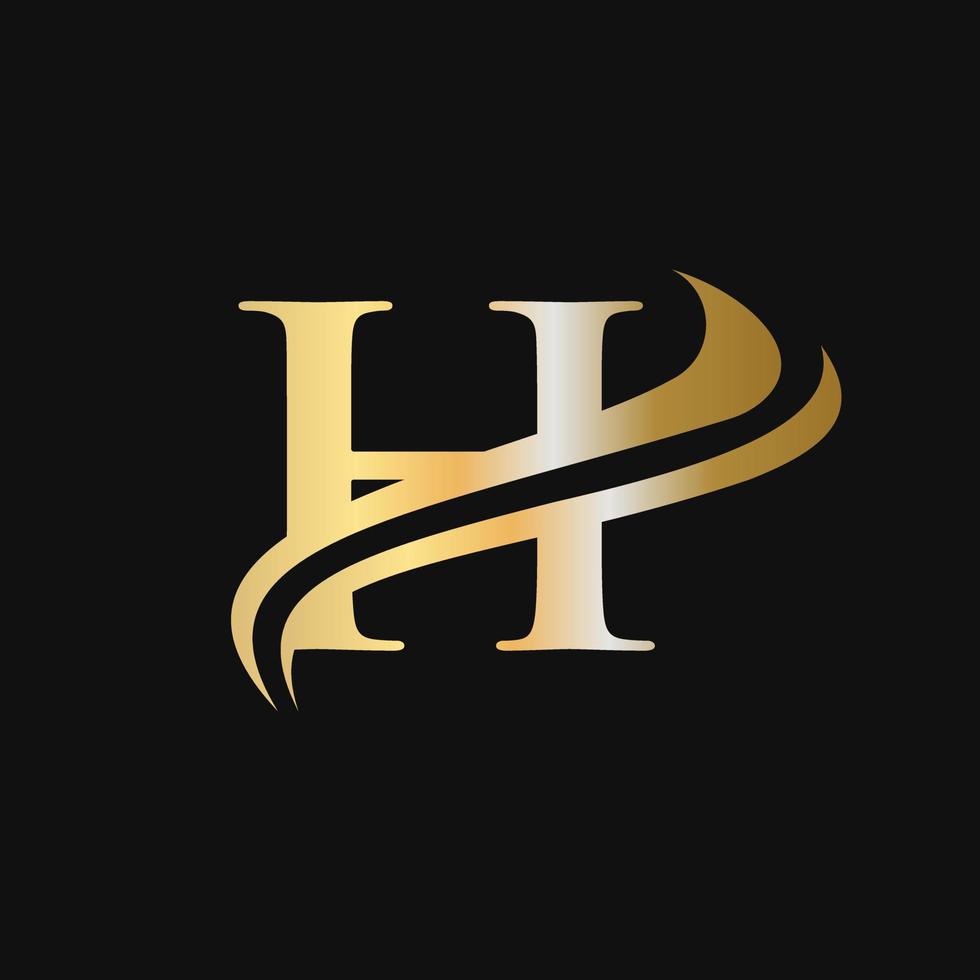 conceito de luxo do logotipo da letra h vetor