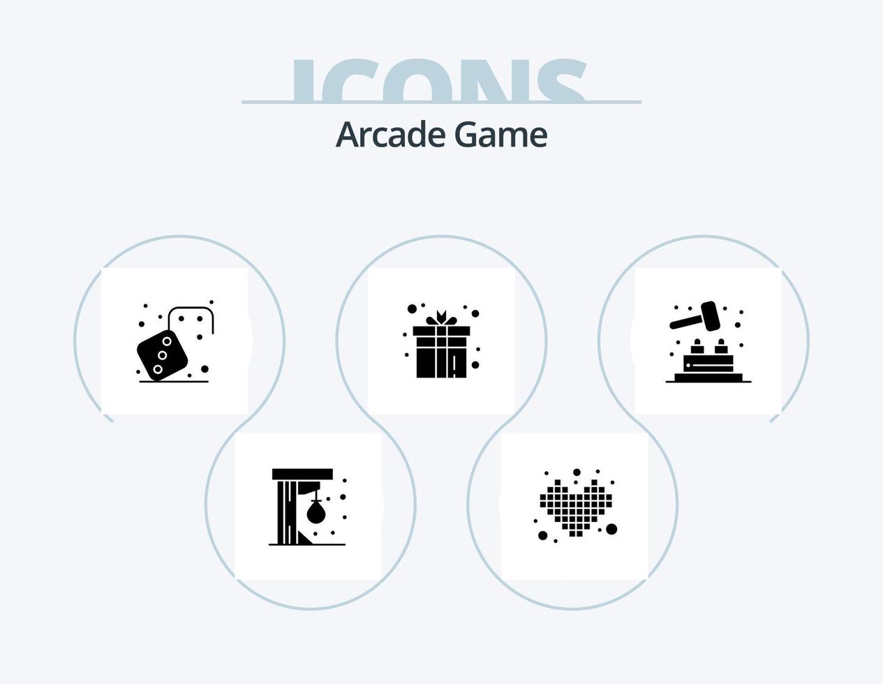 Arcade glifo icon pack 5 design de ícone. Toque. Diversão. coração. caixa. Toque vetor