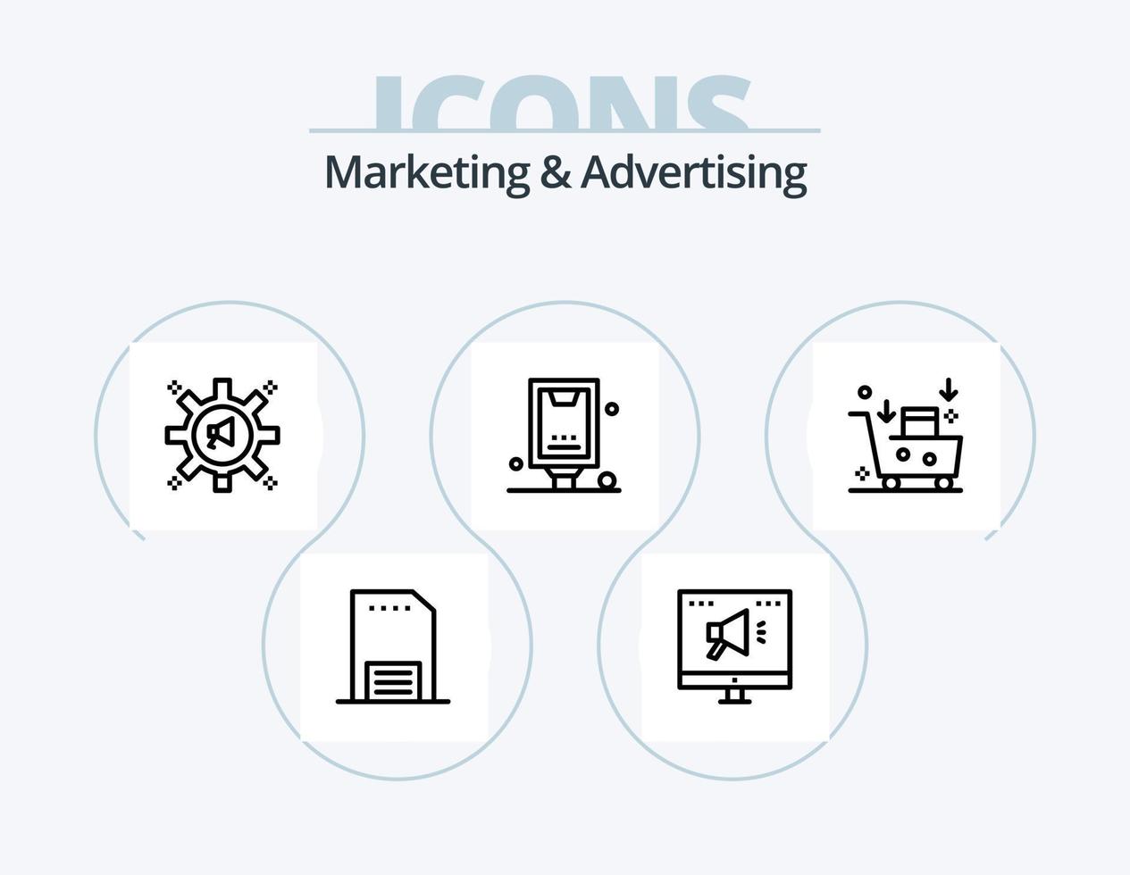 design de ícones do pacote de ícones de linha de marketing e publicidade 5. preço. dinheiro. Presente. investimento. publicidade em vídeo vetor