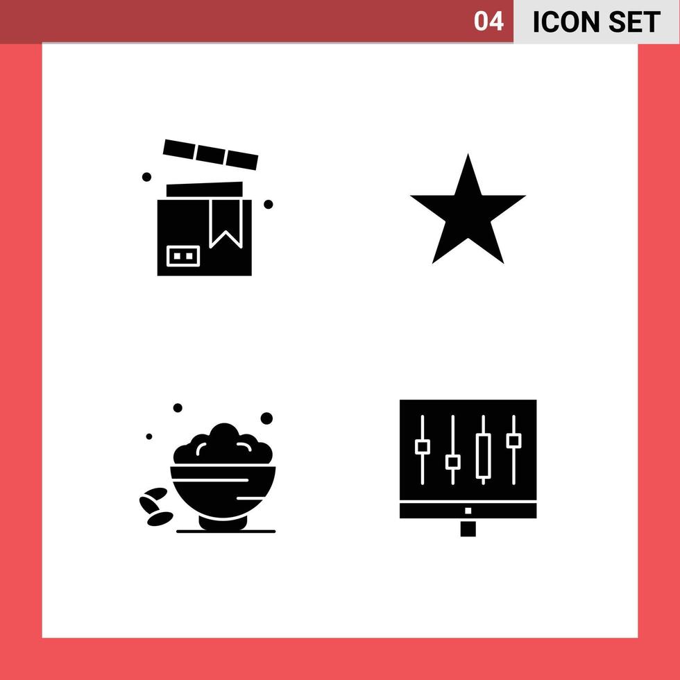 conjunto de 4 sinais de símbolos de ícones de interface do usuário modernos para data de caixa, estrela de compras, elementos de design de vetores editáveis rápidos