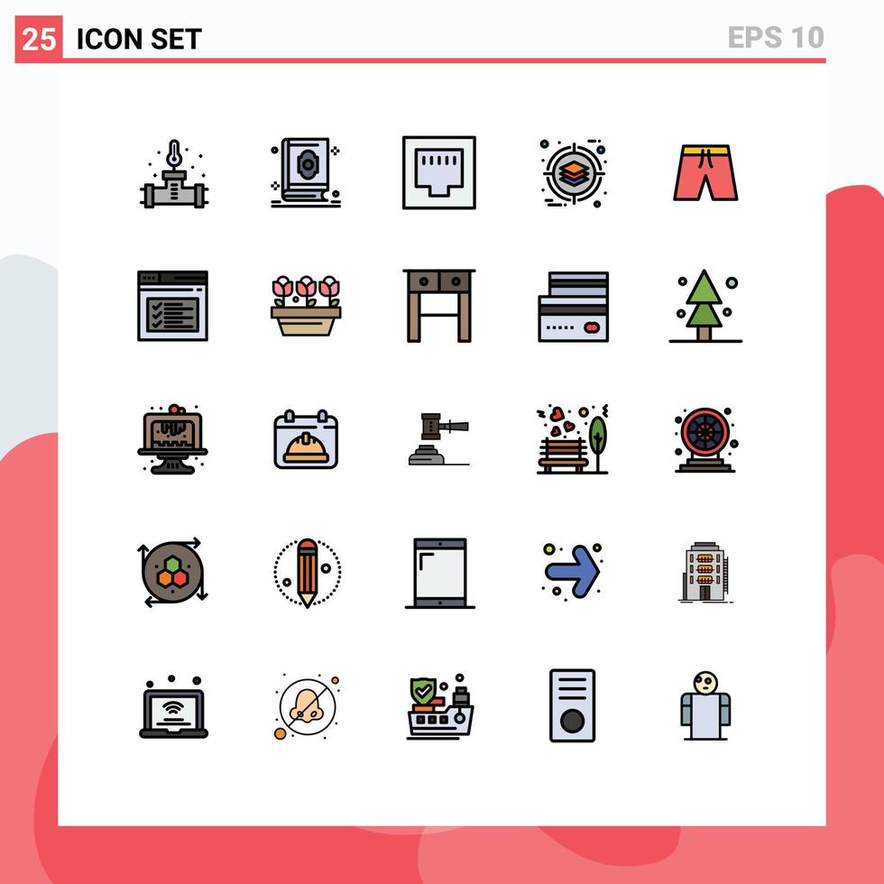 25 interface do usuário linha cheia pacote de cores planas de sinais e símbolos modernos de elementos de design de vetores editáveis de negócios de gerenciamento de produtos de vestuário Islã