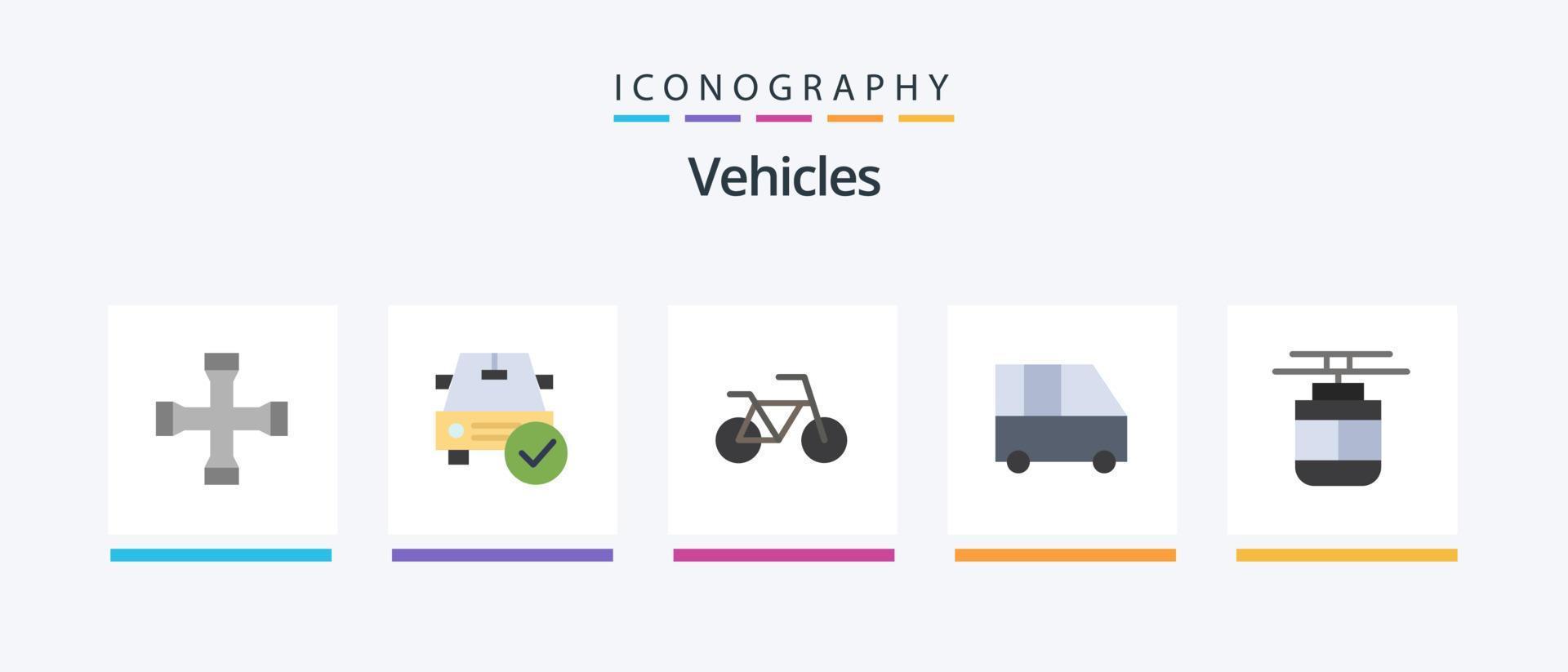 veículos flat 5 icon pack incluindo bonde. ar. OK. carrinha de passageiros. carrinha familiar. design de ícones criativos vetor