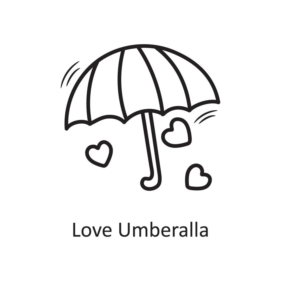 amor guarda-chuva vetor contorno mão desenhar ícone design ilustração. símbolo do dia dos namorados no arquivo eps 10 de fundo branco