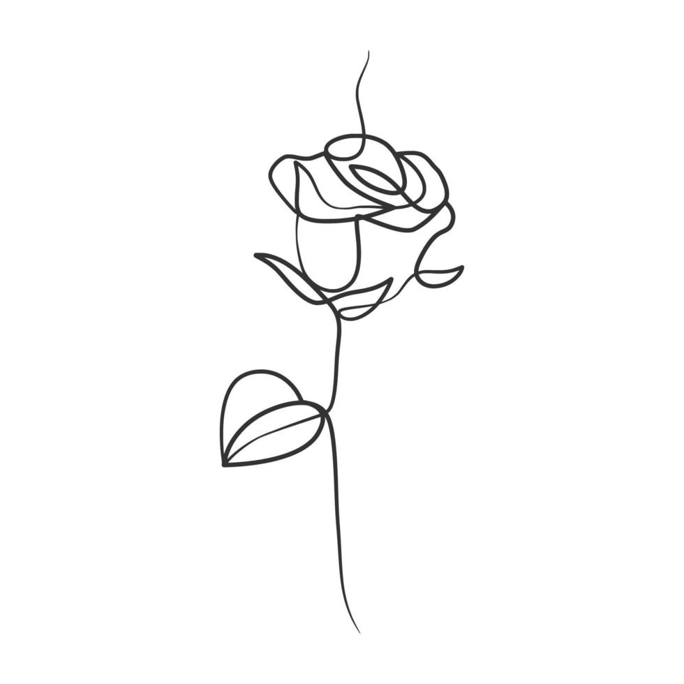 flor rosa em estilo de desenho de arte de linha contínua vetor