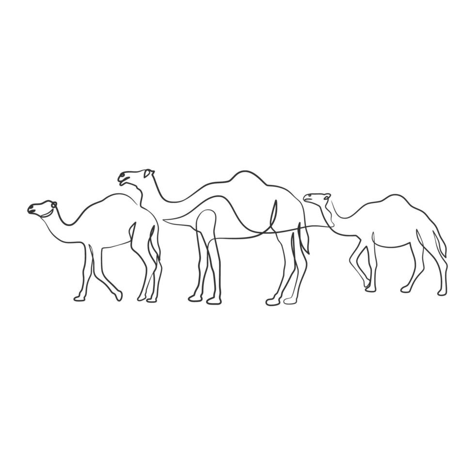 desenho de arte de uma linha contínua de camelo vetor