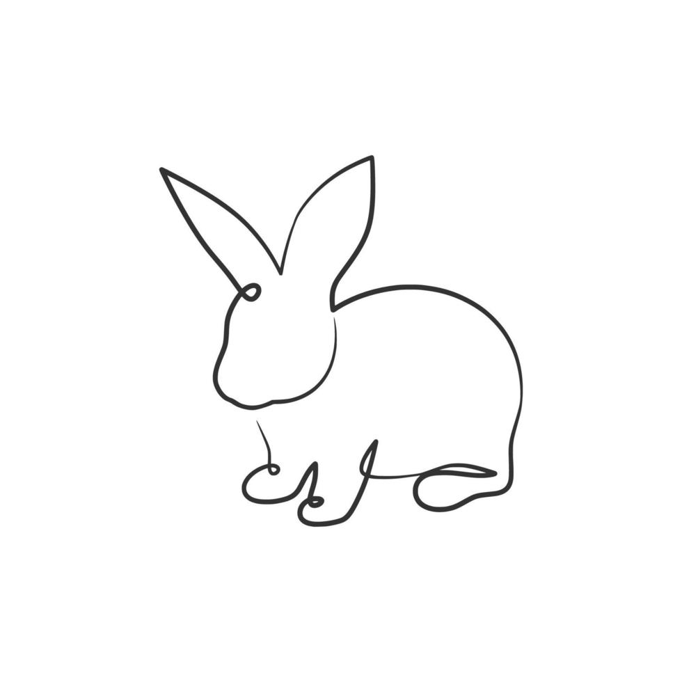 desenho de arte de uma linha contínua de coelho vetor