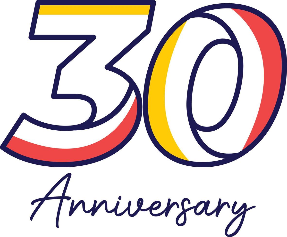modelo de logotipo de aniversário de 30 anos vetor