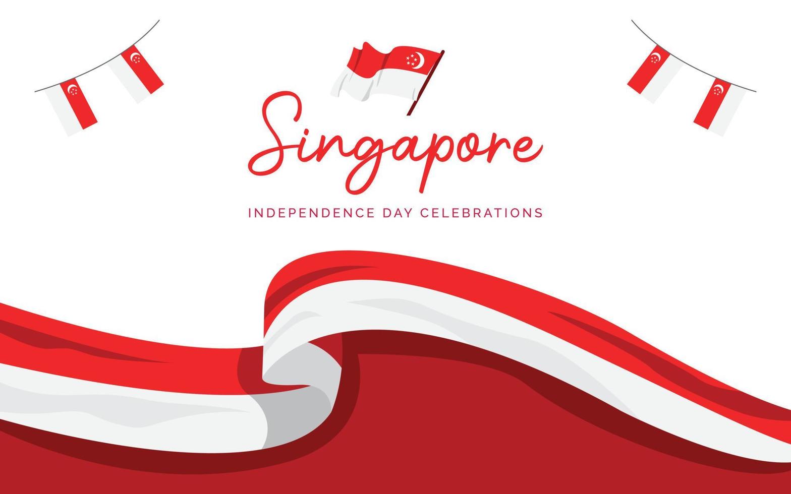 modelo de design de banner do dia da independência de singapura vetor