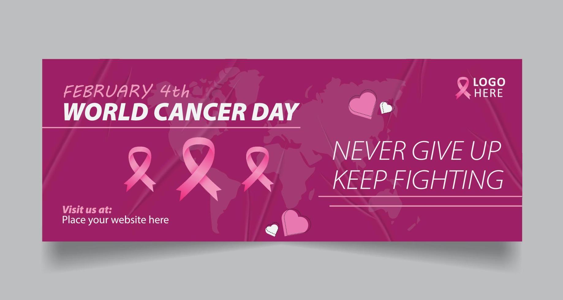 capa de mídia social do dia de conscientização do câncer e design de banner da web vetor