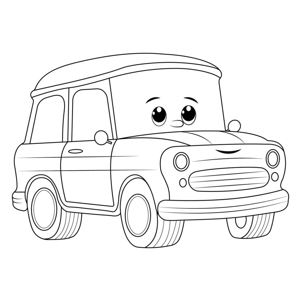 desenho de carro para colorir para crianças vetor