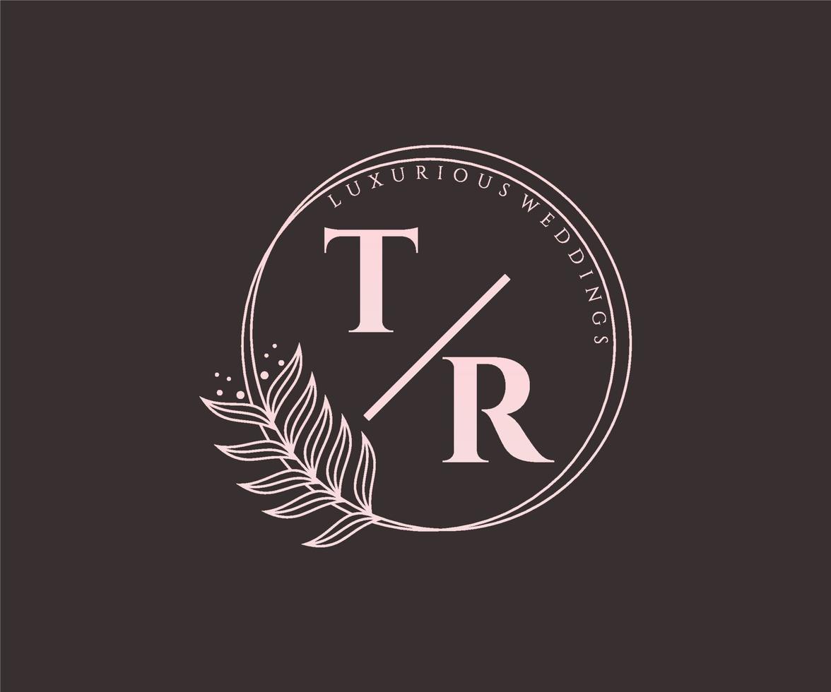 tr letras iniciais modelo de logotipos de monograma de casamento, modelos modernos minimalistas e florais desenhados à mão para cartões de convite, salve a data, identidade elegante. vetor