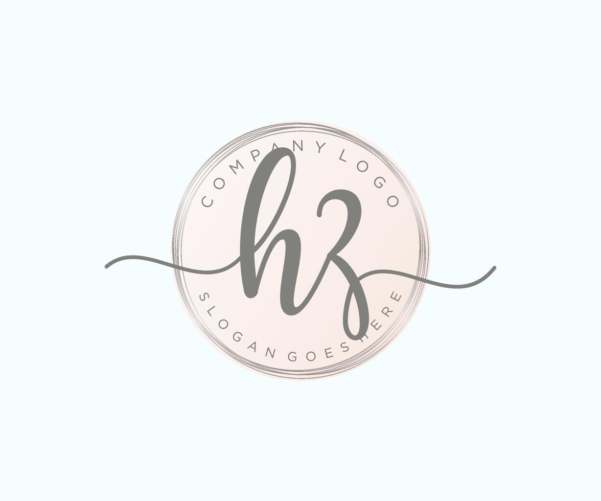 logo feminino inicial hz. utilizável para logotipos de natureza, salão, spa, cosméticos e beleza. elemento de modelo de design de logotipo de vetor plana.