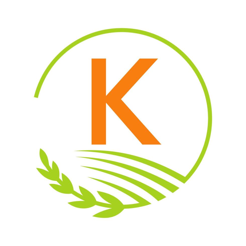 agricultura logotipo letra k conceito vetor