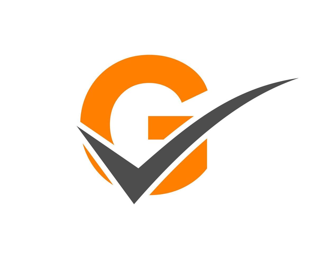 logotipo da marca de seleção da letra g, sinal positivo, ícone da marca tik vetor