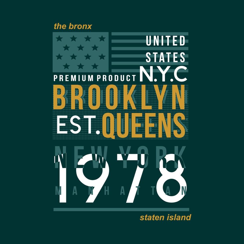 brooklyn queens nova york city estados unidos gráfico tipografia vector print