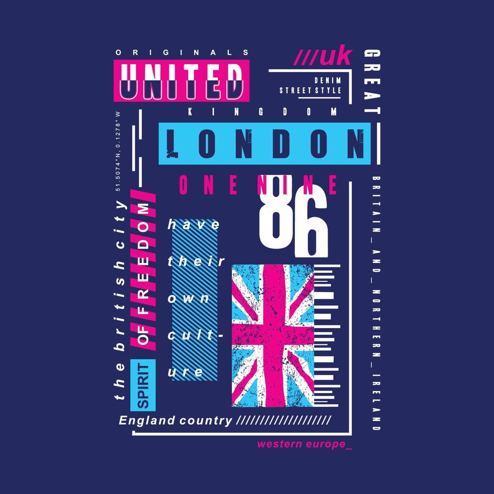 camiseta de impressão de vetor gráfico de moldura de texto de cidade britânica de londres