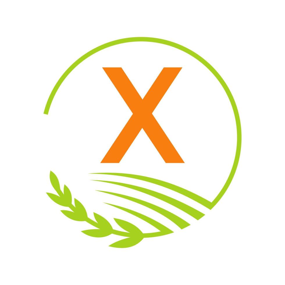 agricultura logotipo letra x conceito vetor