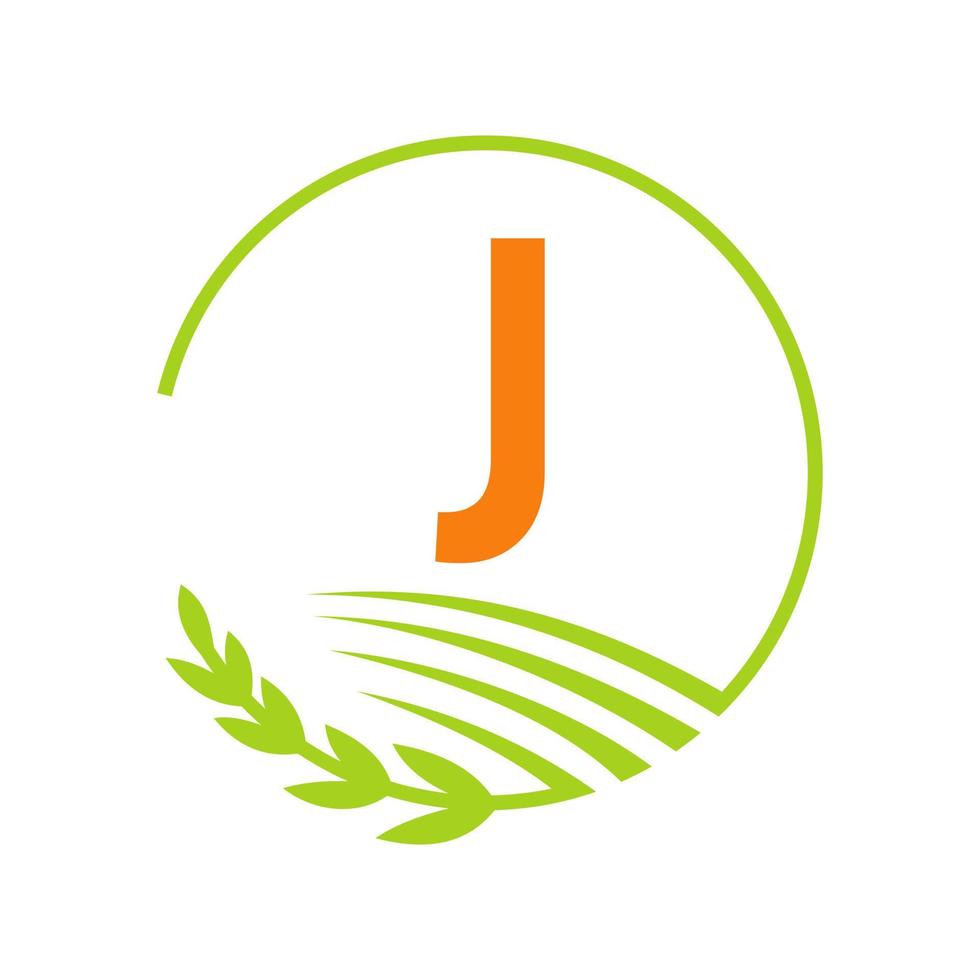 agricultura logotipo letra j conceito vetor