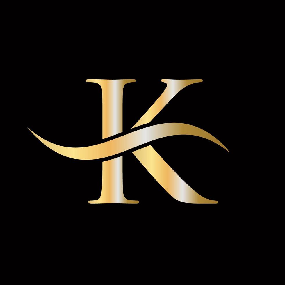 letra k logotipo dourado símbolo luxuoso design de monograma vetor