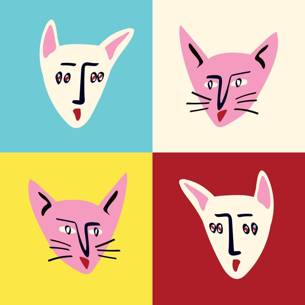 um cartão com gatos para o dia dos namorados. personagens fofos de amor. ilustração vetorial em estilo doodle vetor