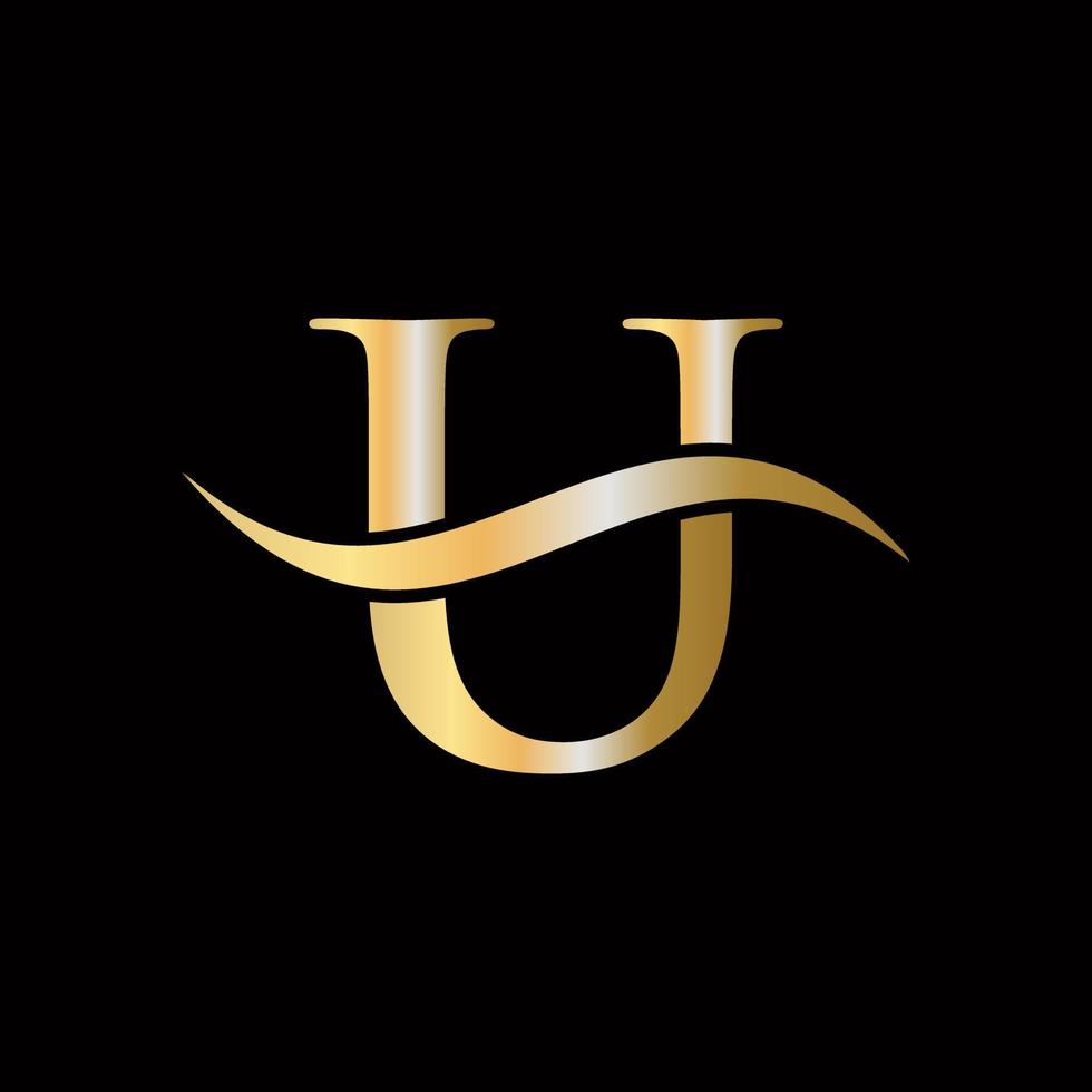 letra u logotipo dourado símbolo luxuoso design de monograma vetor