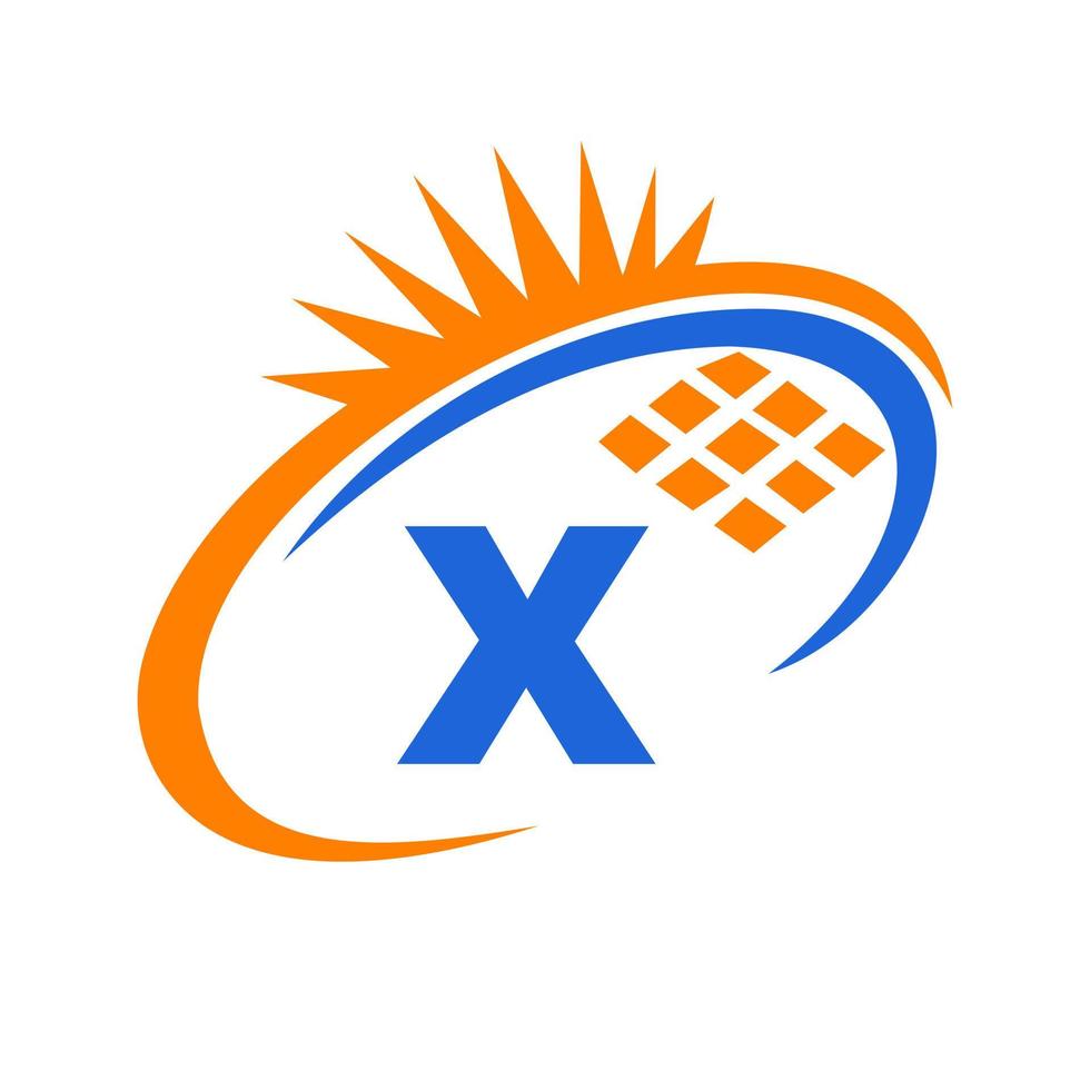 letra x design de logotipo de energia de painel solar vetor