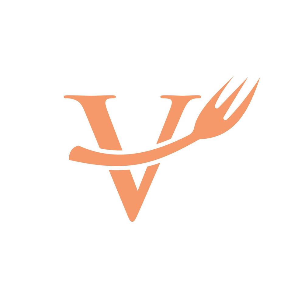 design de sinal de logotipo de restaurante letra v vetor