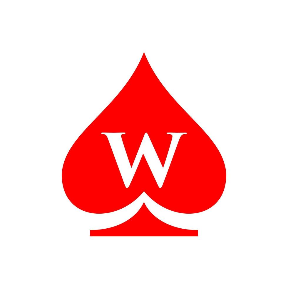 letra w logotipo do cassino. modelo de logotipo de cassino de pôquer vegas vetor