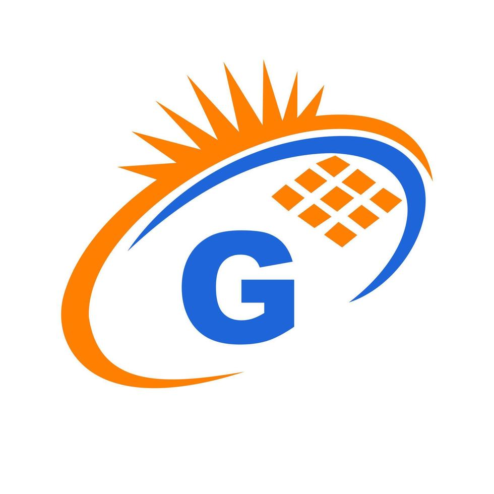 letra g design de logotipo de energia de painel solar vetor