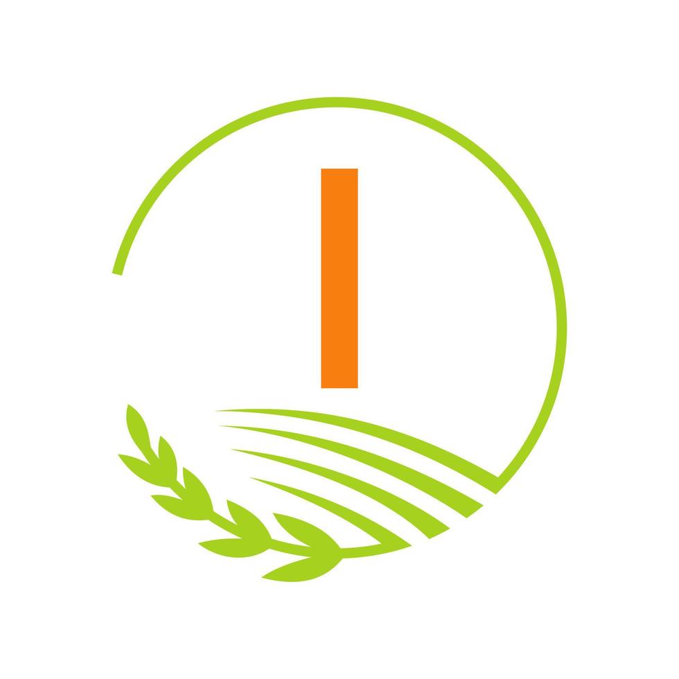 agricultura logotipo letra i conceito vetor