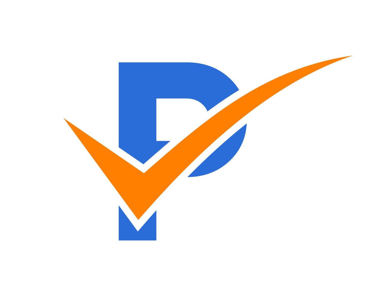 logotipo da marca de seleção da letra p, sinal positivo, ícone da marca tik vetor