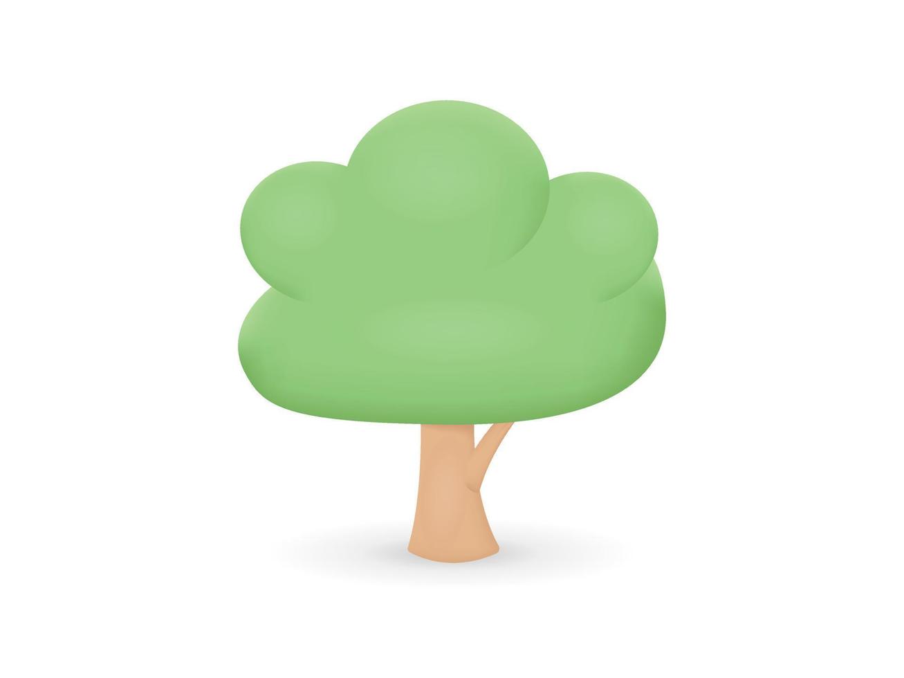 Planta de ilustração isolada do vetor da árvore 3d para a paisagem. jardim, floresta e parque