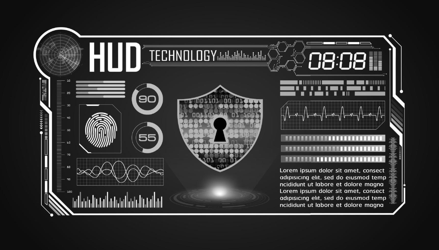 fundo de tela de tecnologia hud moderna com bloqueio vetor