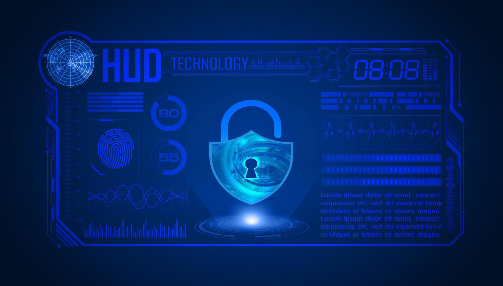 fundo de tela de tecnologia hud moderna com bloqueio vetor