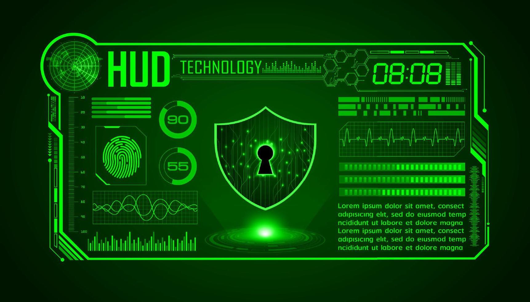 fundo de tela de tecnologia hud moderna com bloqueio vetor