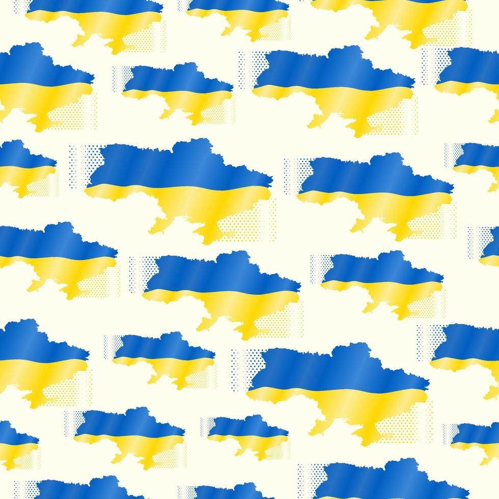 padrão sem emenda da Ucrânia com a silhueta do país. pontos. bandeira de mapa ondulado. vetor