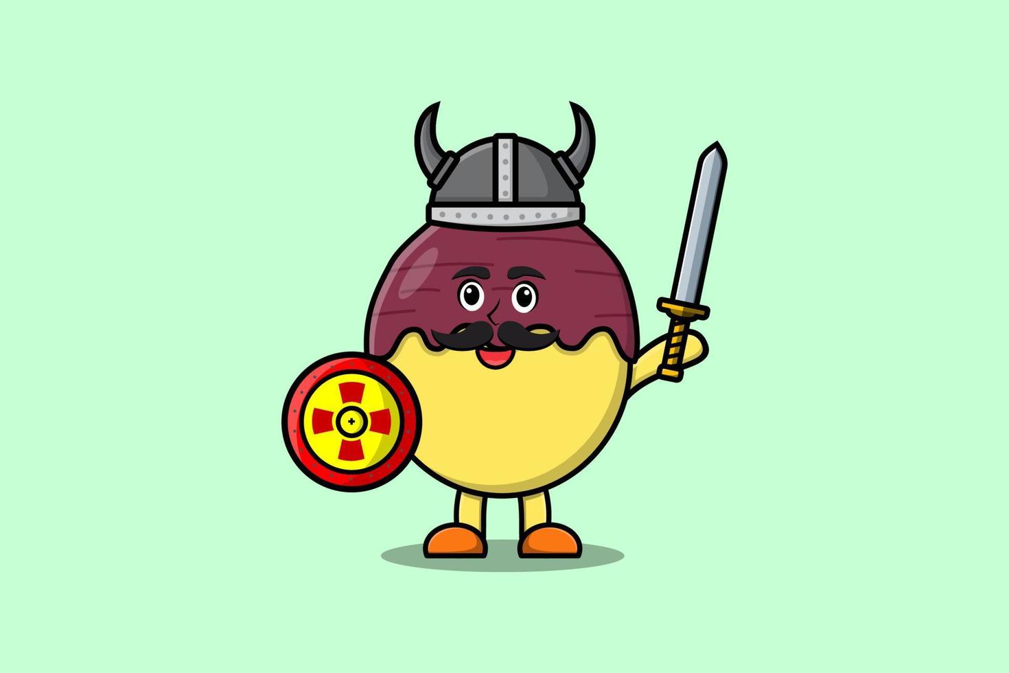 personagem de desenho animado fofo batata-doce pirata viking vetor