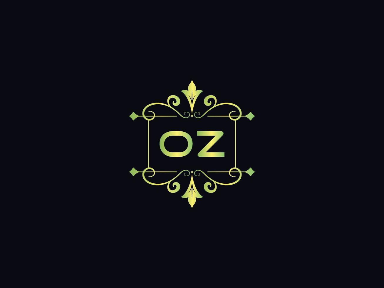 tipografia oz logotipo de luxo, ícone colorido do logotipo da carta oz vetor