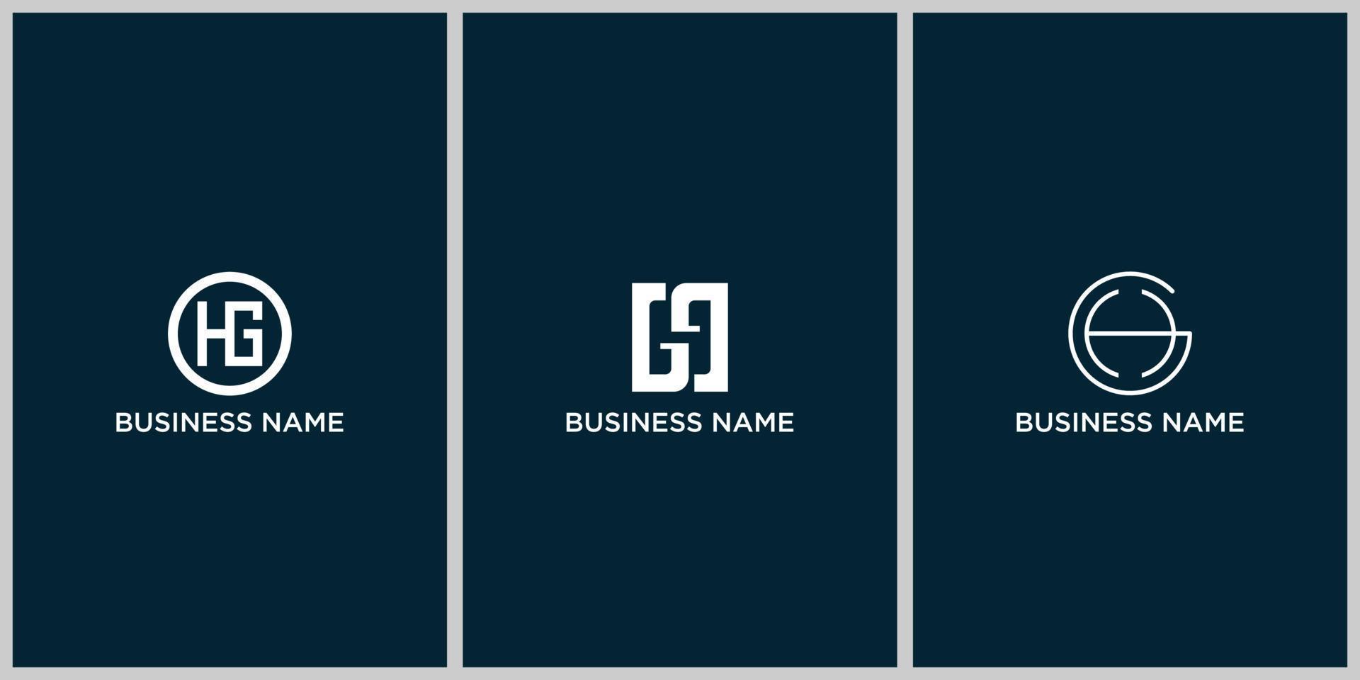conjunto de modelo de design de logotipo hg de carta criativa vetor premium