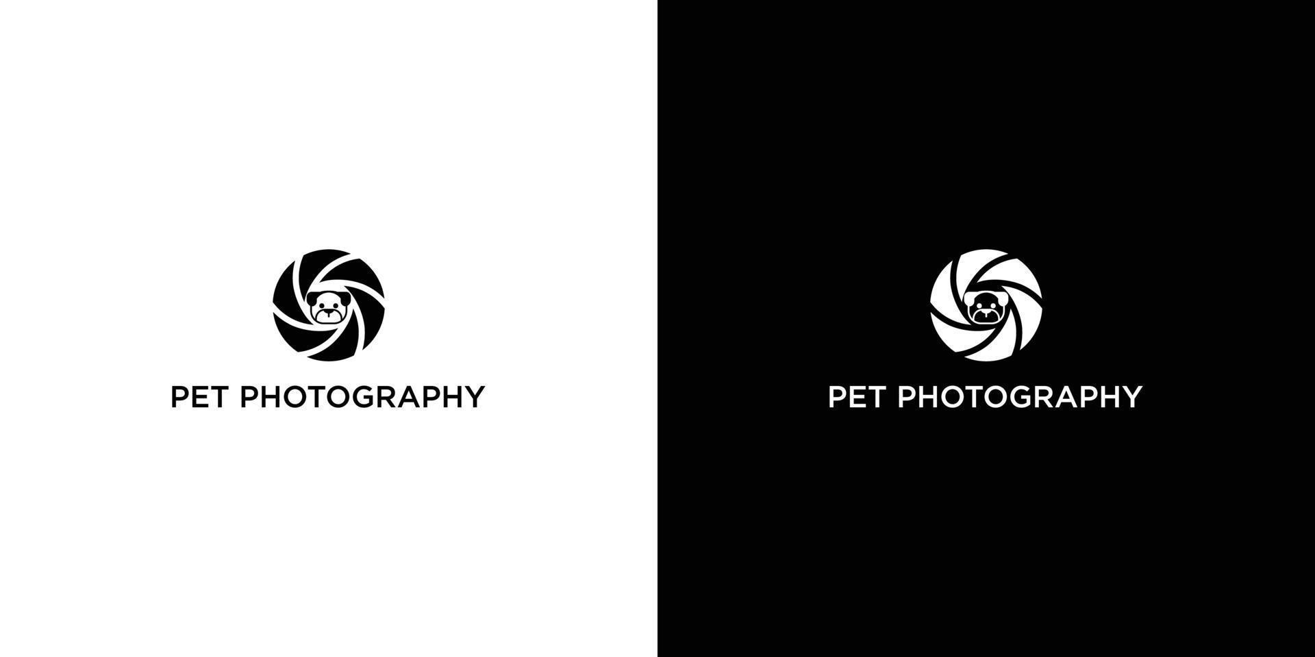 design de logotipo de lente de câmera para animais de estimação vetor