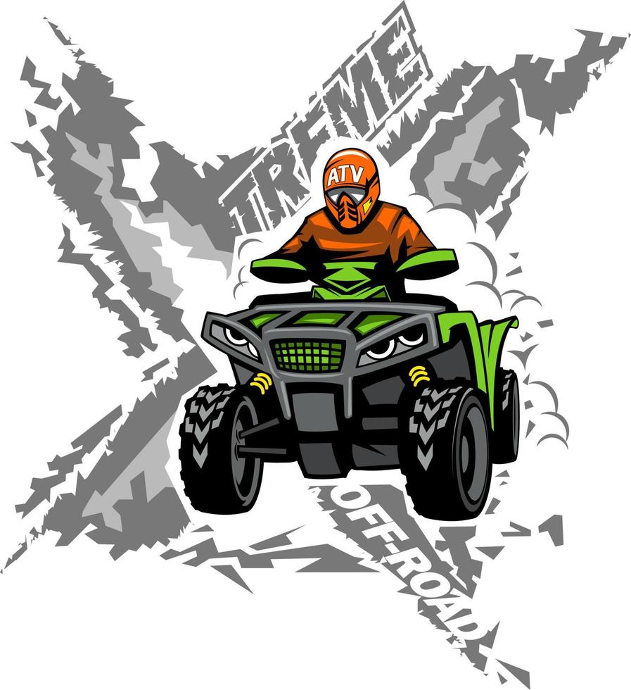 logo quadriciclo off-road atv, aventura na montanha. vetor