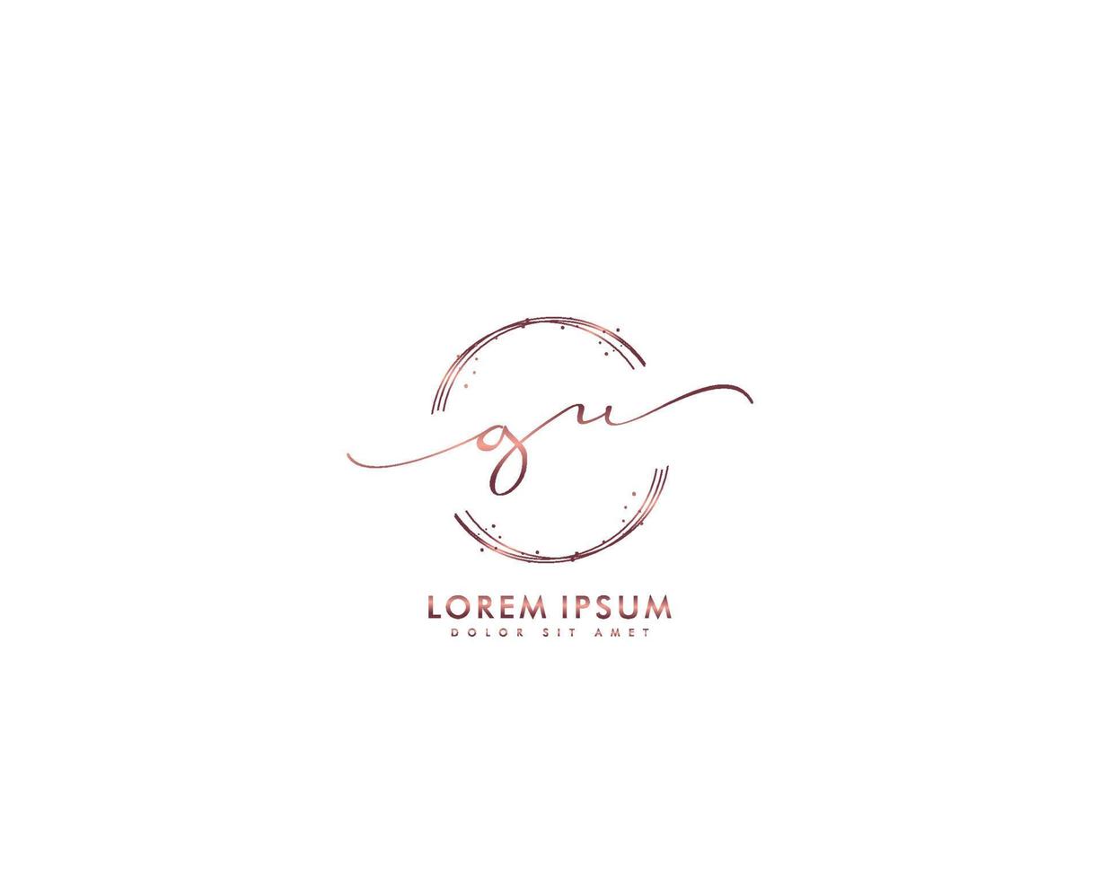 logotipo feminino inicial gu monograma de beleza e design de logotipo elegante, logotipo manuscrito da assinatura inicial, casamento, moda, floral e botânico com modelo criativo vetor