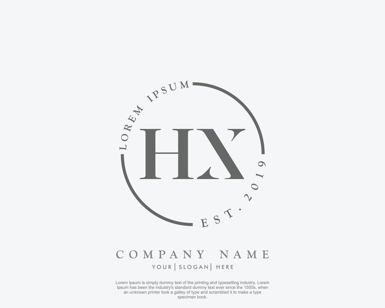logotipo feminino inicial hx monograma de beleza e design de logotipo elegante, logotipo manuscrito da assinatura inicial, casamento, moda, floral e botânico com modelo criativo vetor