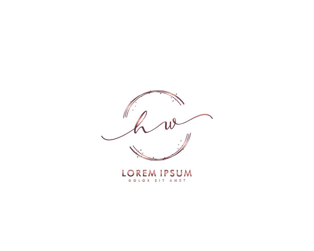 monograma de beleza de logotipo feminino hw inicial e design de logotipo elegante, logotipo de caligrafia de assinatura inicial, casamento, moda, floral e botânico com modelo criativo vetor