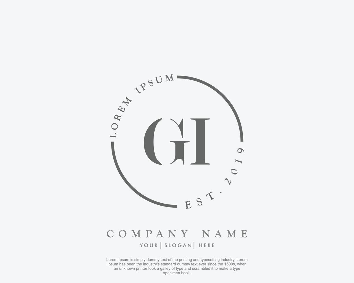 logotipo feminino inicial gi monograma de beleza e design de logotipo elegante, logotipo de caligrafia da assinatura inicial, casamento, moda, floral e botânico com modelo criativo vetor